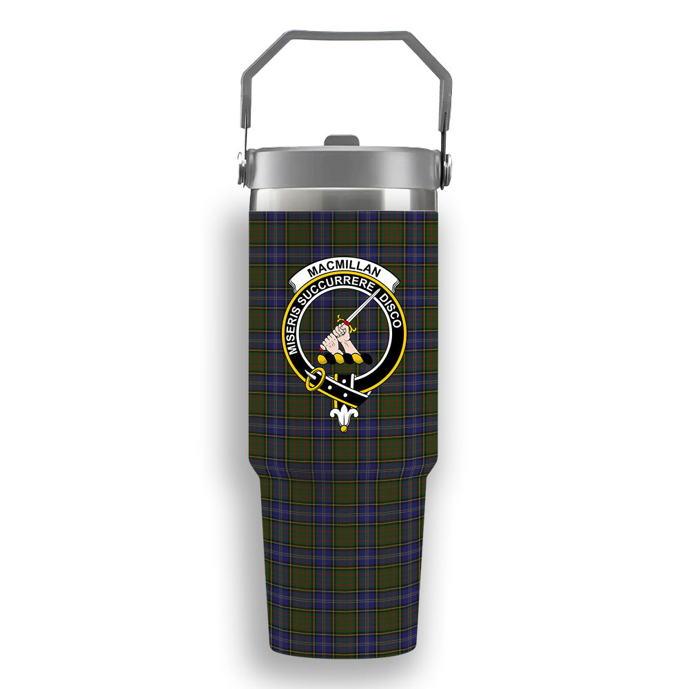 ScotsTee Shop Scottish MacMillan Hunting Modern Crest Tartan Flip Straw Tumbler 20oz 30oz