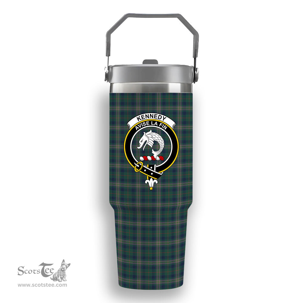 ScotsTee Shop Scottish Kennedy Modern Crest Tartan Flip Straw Tumbler 20oz 30oz
