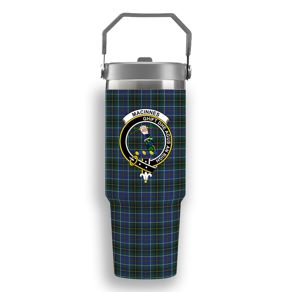 ScotsTee Shop Scottish MacInnes Modern Crest Tartan Flip Straw Tumbler 20oz 30oz