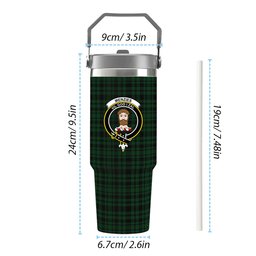 ScotsTee Shop Scottish Menzies Green Crest Tartan Flip Straw Tumbler 20oz 30oz