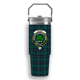 ScotsTee Shop Scottish Irvine Modern Crest Tartan Flip Straw Tumbler 20oz 30oz
