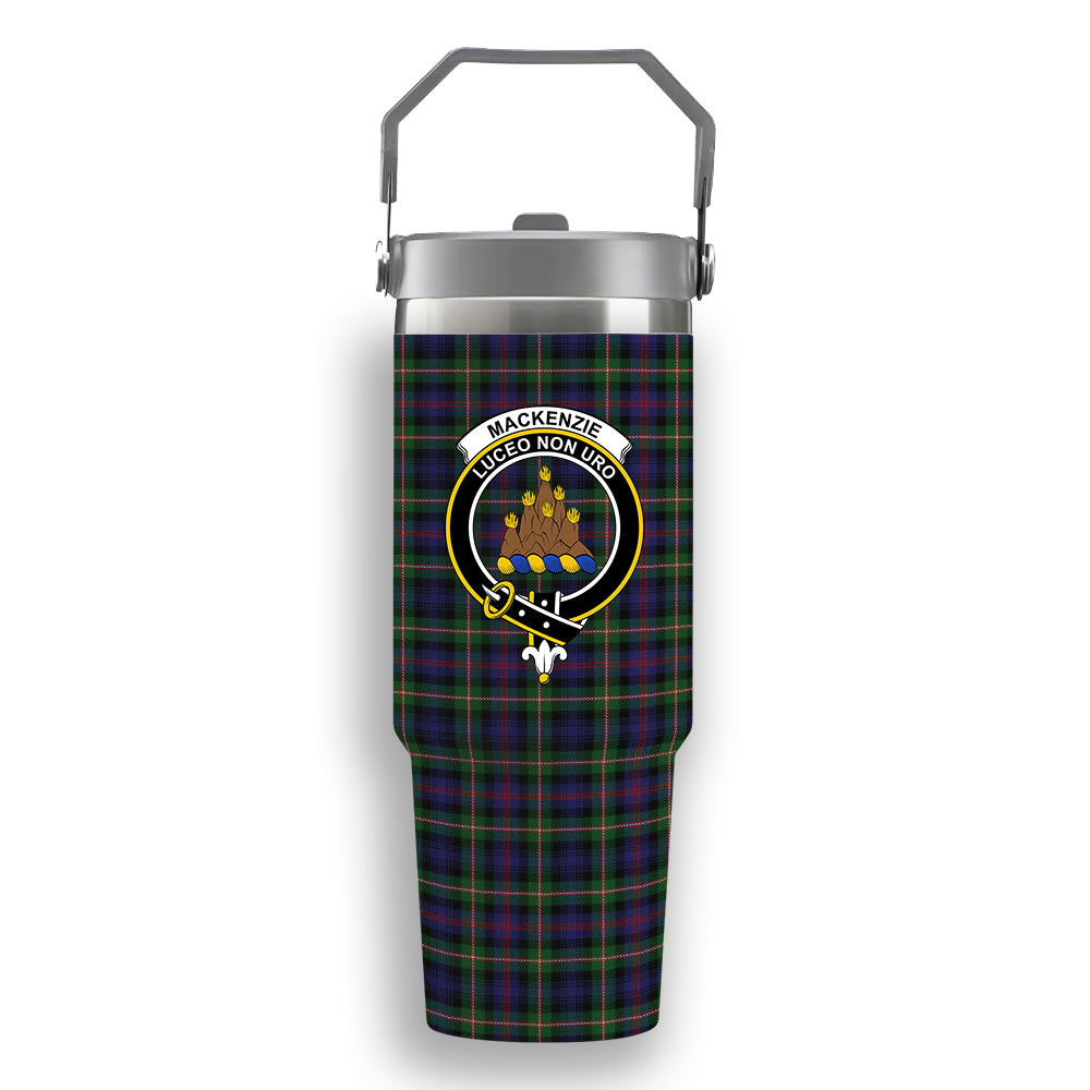 ScotsTee Shop Scottish MacKenzie Morgan Crest Tartan Flip Straw Tumbler 20oz 30oz