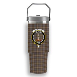 ScotsTee Shop Scottish McIntyre Hunting Weathered Crest Tartan Flip Straw Tumbler 20oz 30oz