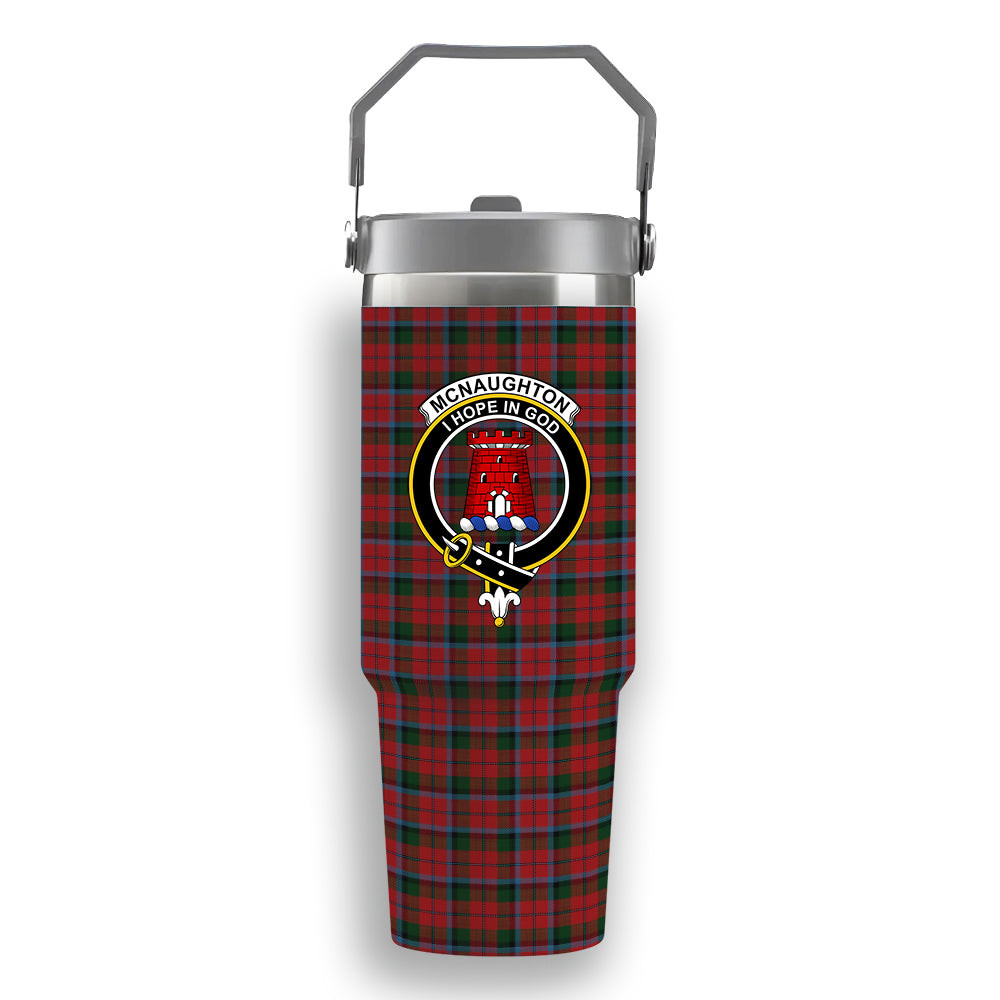 ScotsTee Shop Scottish McNaughton Crest Tartan Flip Straw Tumbler 20oz 30oz