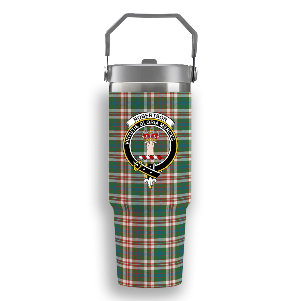 ScotsTee Shop Scottish Robertson Dress Ancient Crest Tartan Flip Straw Tumbler 20oz 30oz