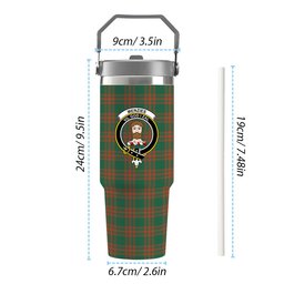 ScotsTee Shop Scottish Menzies Green Ancient Crest Tartan Flip Straw Tumbler 20oz 30oz