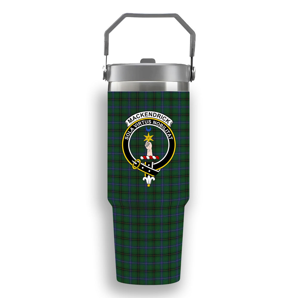 ScotsTee Shop Scottish MacKendrick Crest Tartan Flip Straw Tumbler 20oz 30oz
