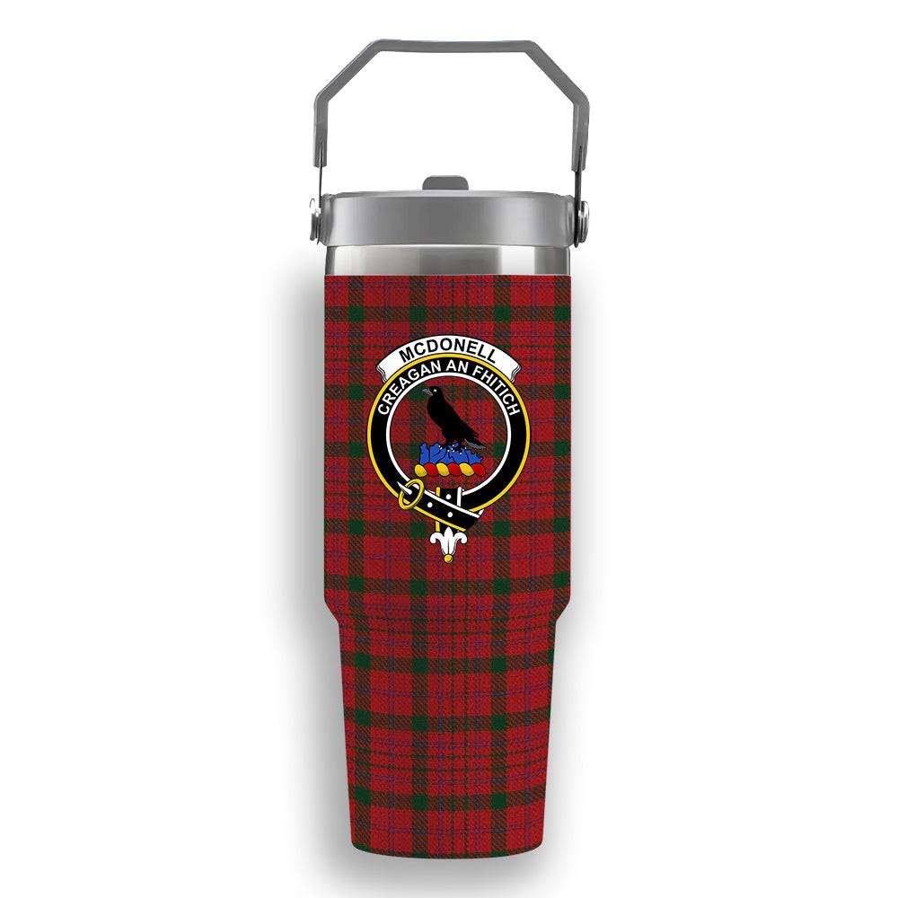 ScotsTee Shop Scottish McDonell of Keppoch Modern Crest Tartan Flip Straw Tumbler 20oz 30oz