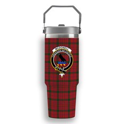 ScotsTee Shop Scottish McDonell of Keppoch Modern Crest Tartan Flip Straw Tumbler 20oz 30oz