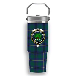 ScotsTee Shop Scottish Irvine of Bonshaw Modern Crest Tartan Flip Straw Tumbler 20oz 30oz