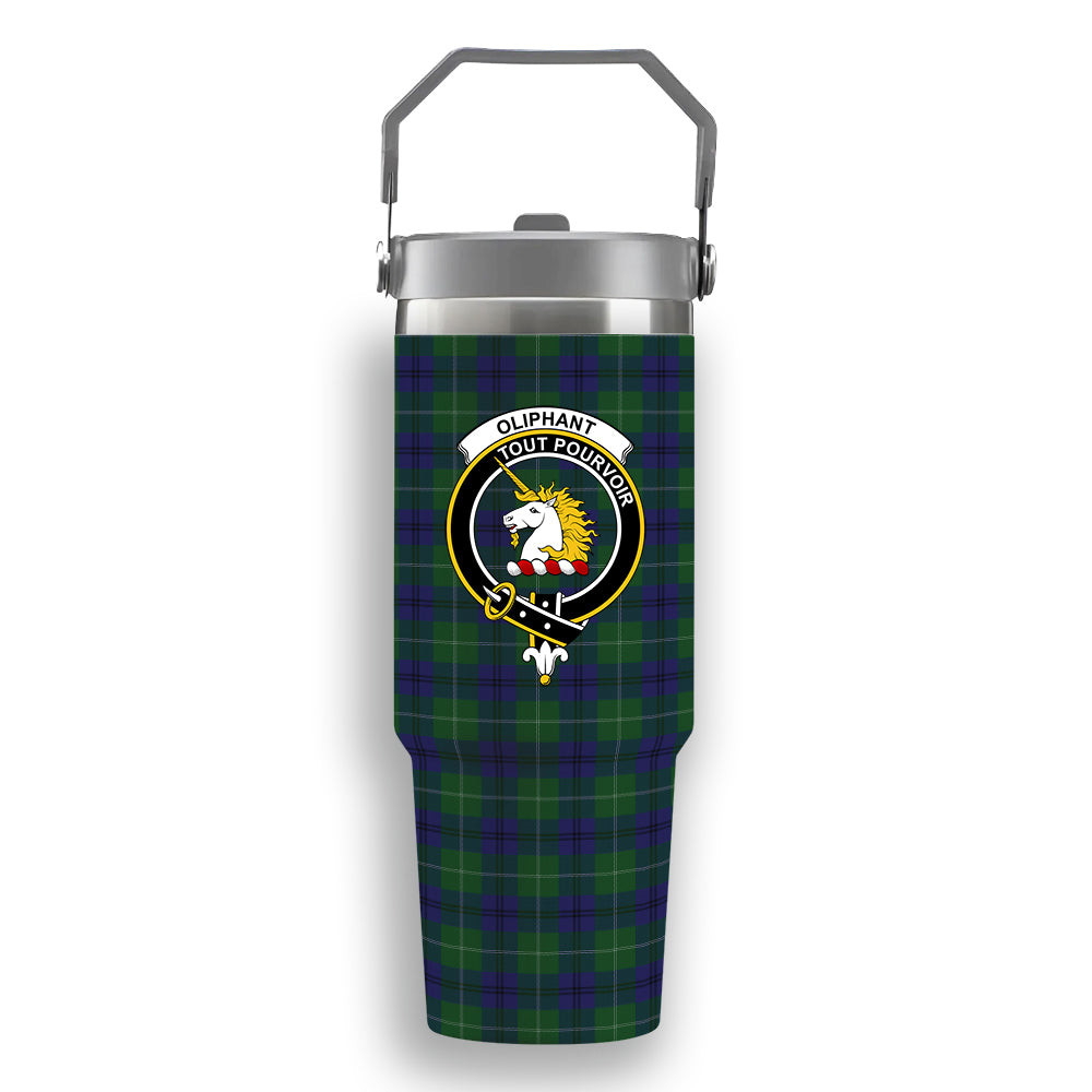 ScotsTee Shop Scottish Oliphant Crest Tartan Flip Straw Tumbler 20oz 30oz