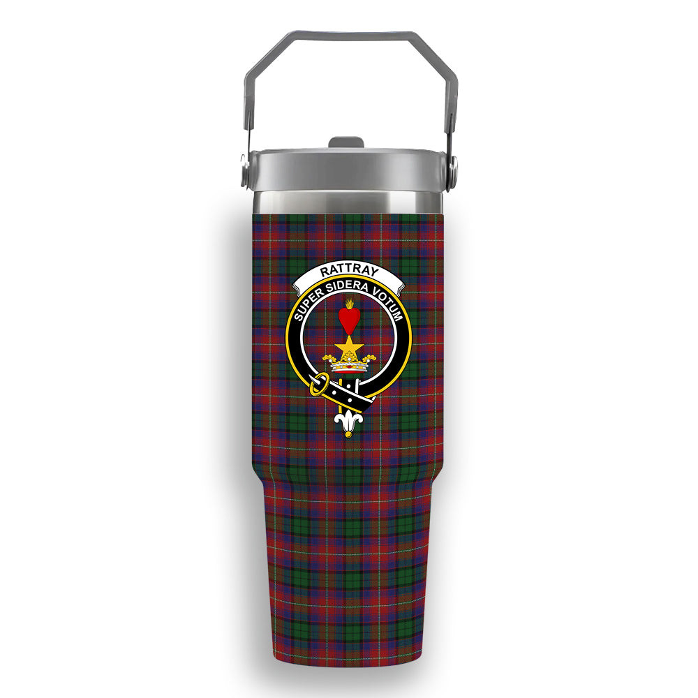 ScotsTee Shop Scottish Rattray of Lude Crest Tartan Flip Straw Tumbler 20oz 30oz
