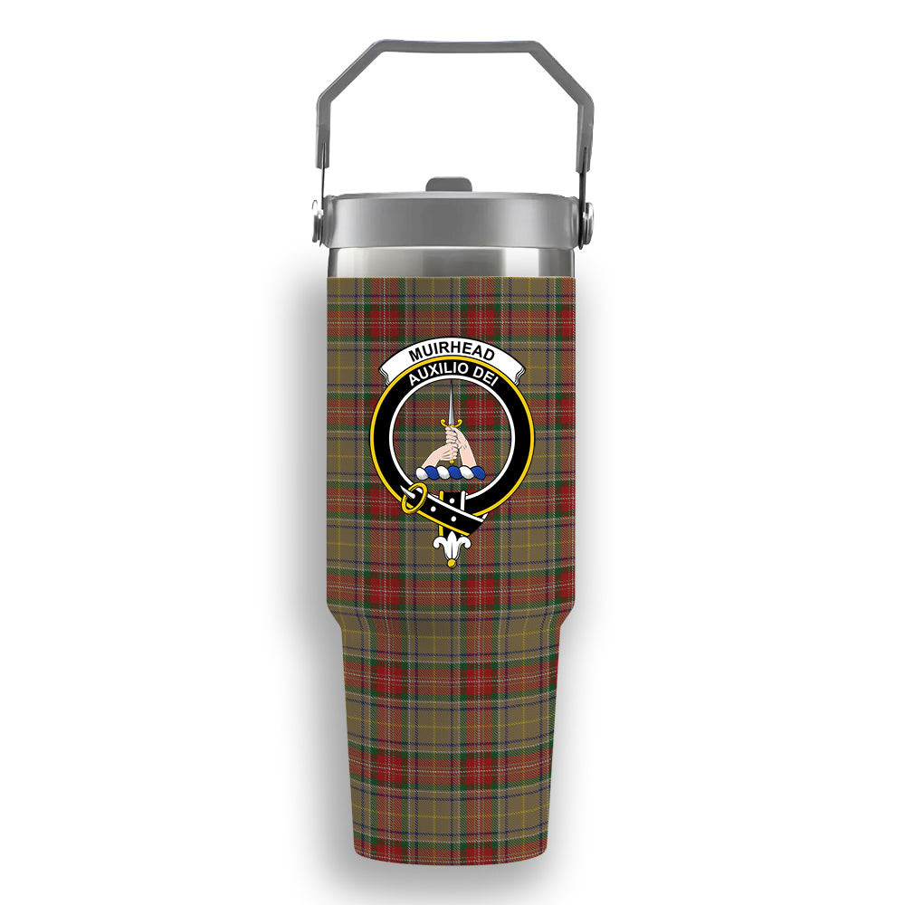 ScotsTee Shop Scottish Muirhead Old Crest Tartan Flip Straw Tumbler 20oz 30oz
