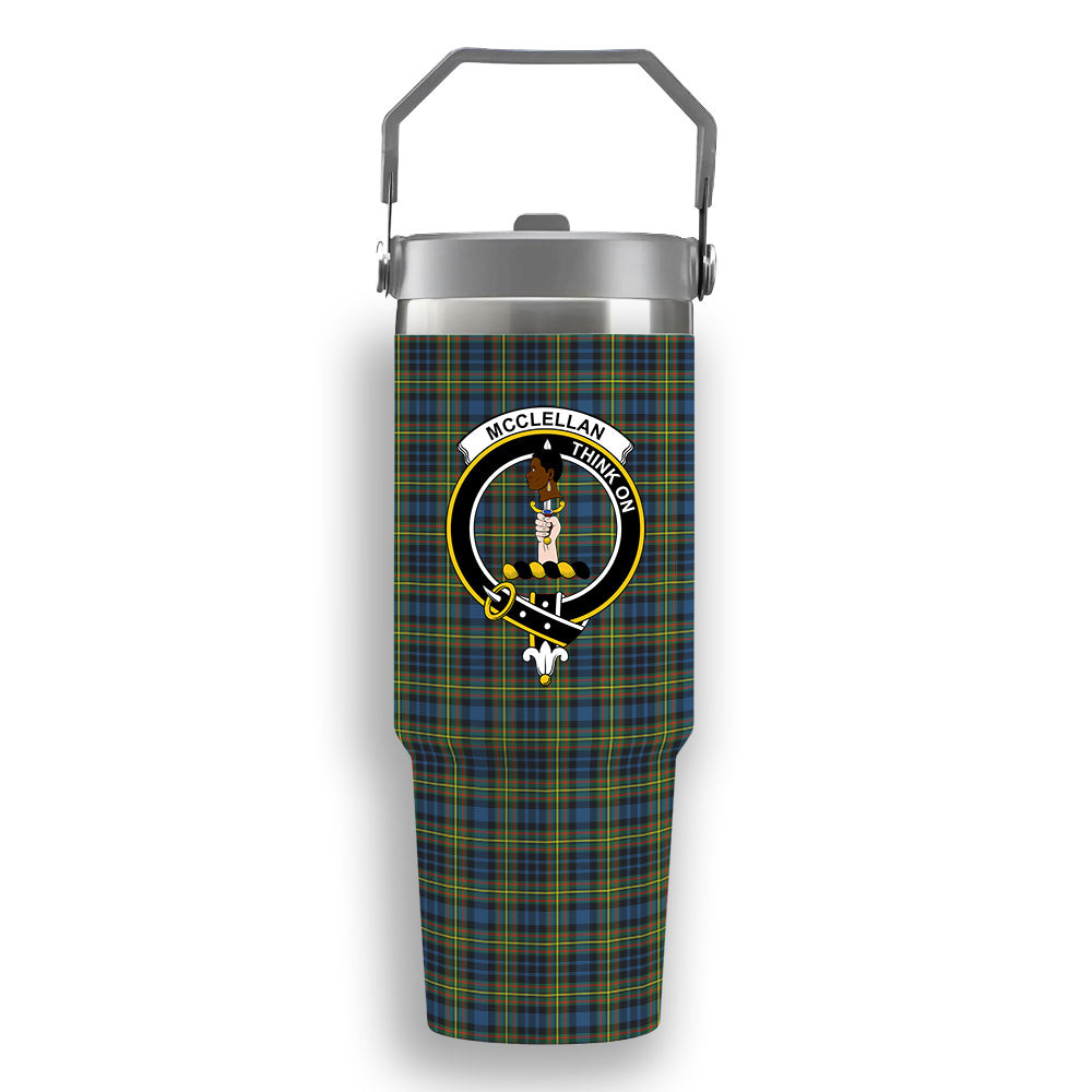 ScotsTee Shop Scottish McClellan Ancient Crest Tartan Flip Straw Tumbler 20oz 30oz