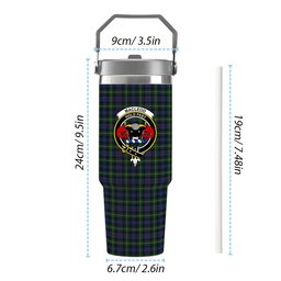 ScotsTee Shop Scottish MacLeod of Gesto 2 Crest Tartan Flip Straw Tumbler 20oz 30oz