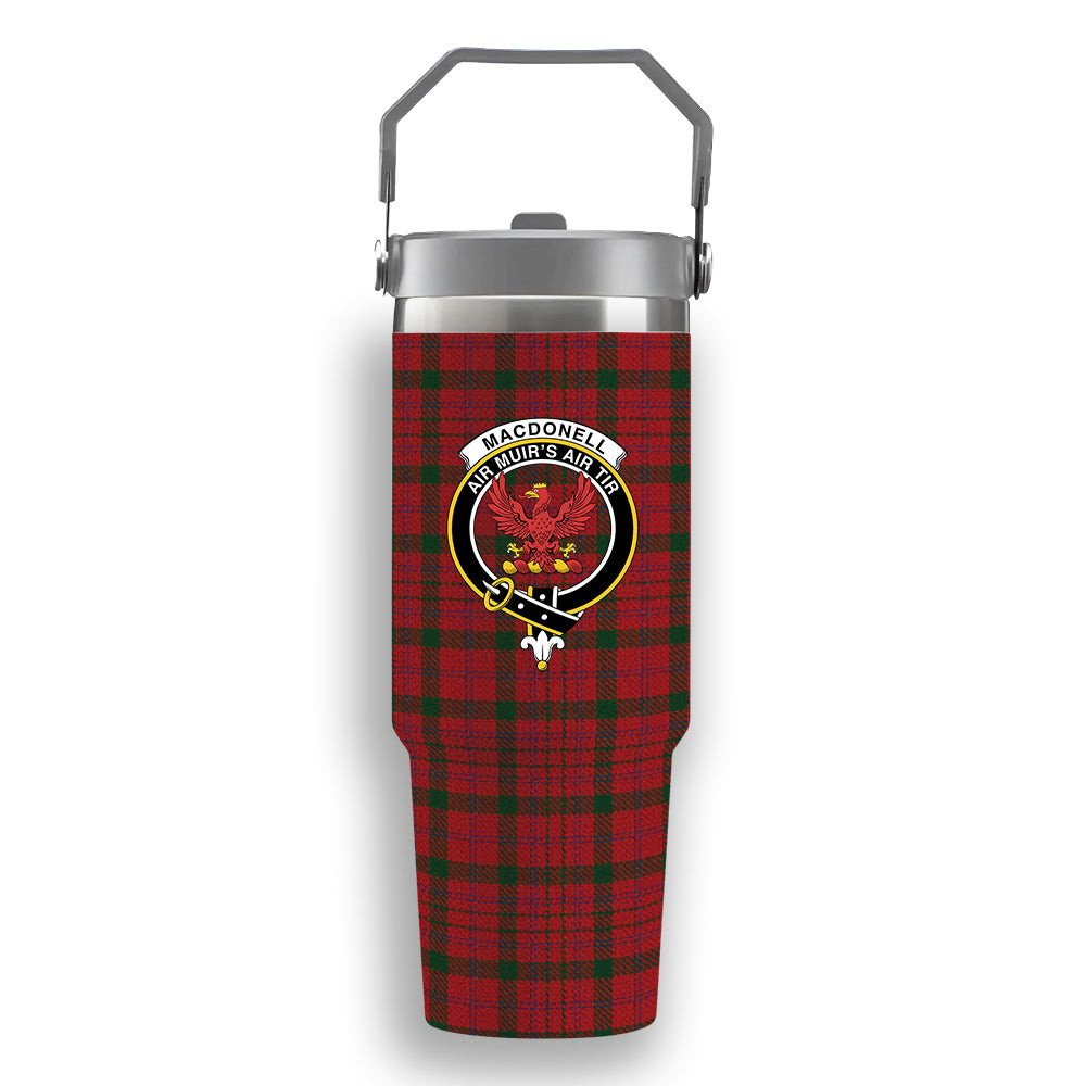 ScotsTee Shop Scottish MacDonell of Keppoch Modern Crest Tartan Flip Straw Tumbler 20oz 30oz
