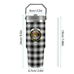 ScotsTee Shop Scottish McFie Black & White Ancient Crest Tartan Flip Straw Tumbler 20oz 30oz