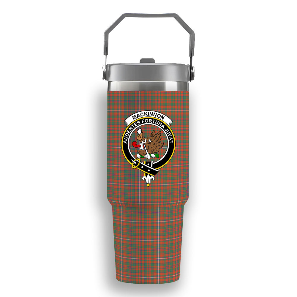ScotsTee Shop Scottish MacKinnon Ancient Crest Tartan Flip Straw Tumbler 20oz 30oz