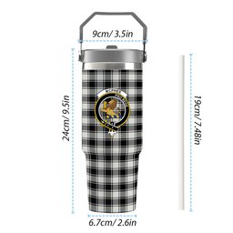 ScotsTee Shop Scottish McPhee B&W Modern Crest Tartan Flip Straw Tumbler 20oz 30oz