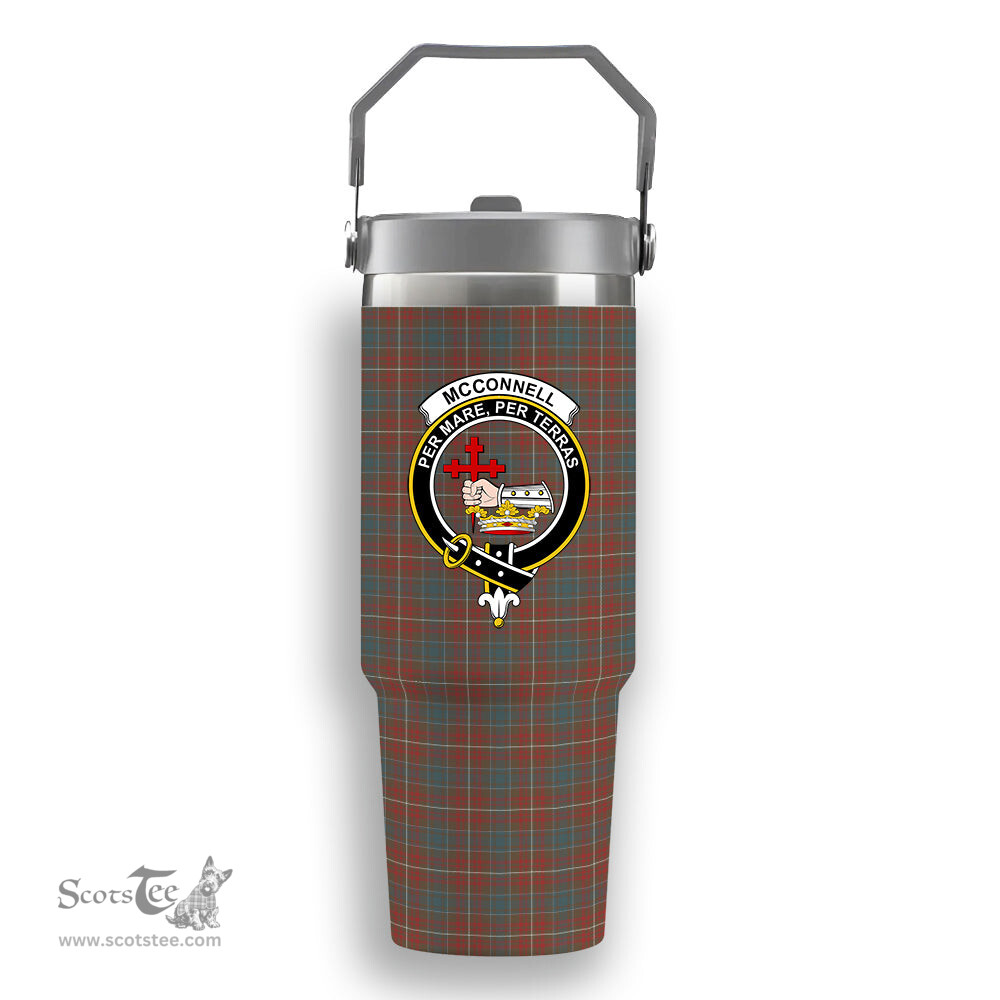 ScotsTee Shop Scottish McConnell Weathered Crest Tartan Flip Straw Tumbler 20oz 30oz