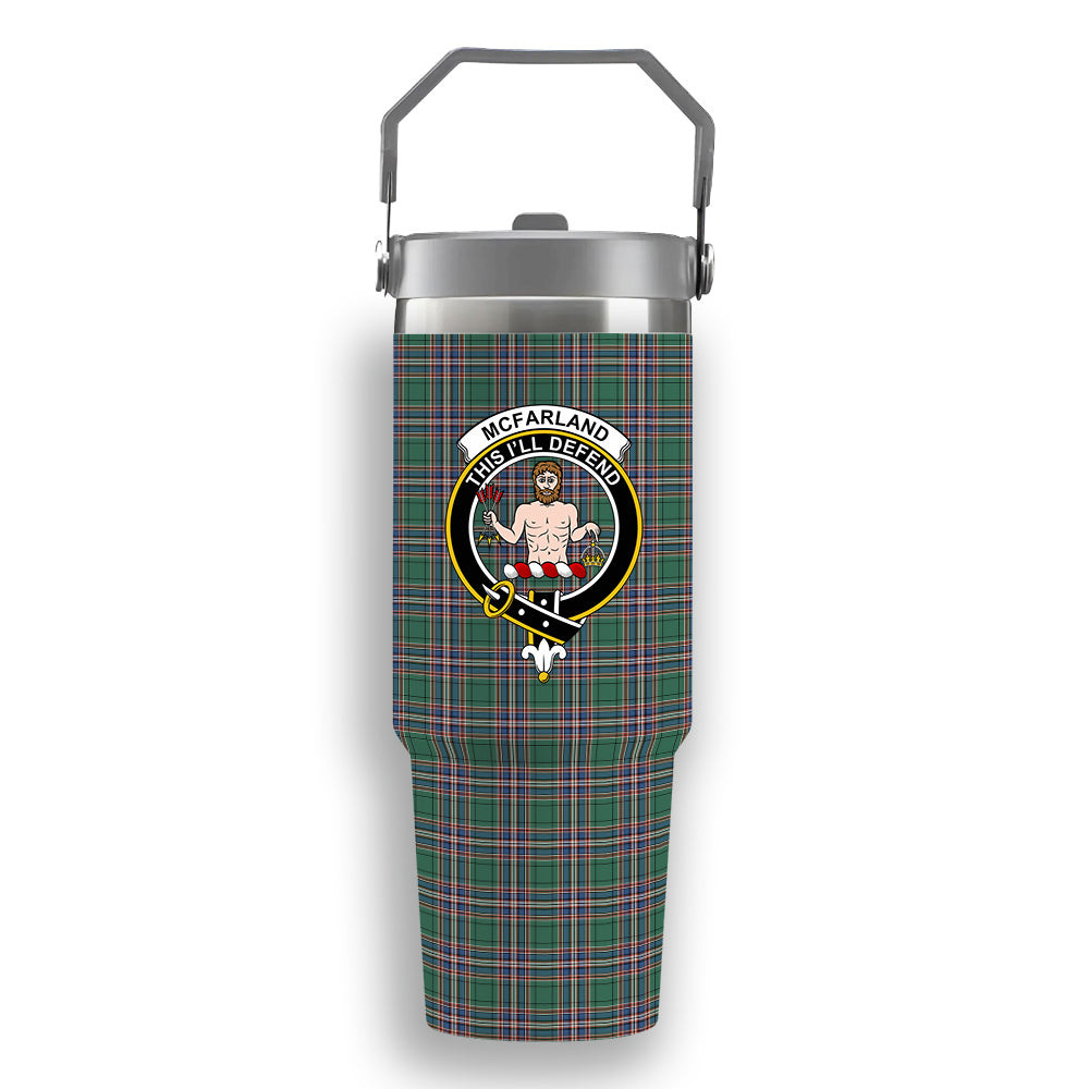 ScotsTee Shop Scottish McFarland Hunting Ancient Crest Tartan Flip Straw Tumbler 20oz 30oz