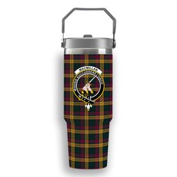 ScotsTee Shop Scottish MacMillan Modern Crest Tartan Flip Straw Tumbler 20oz 30oz