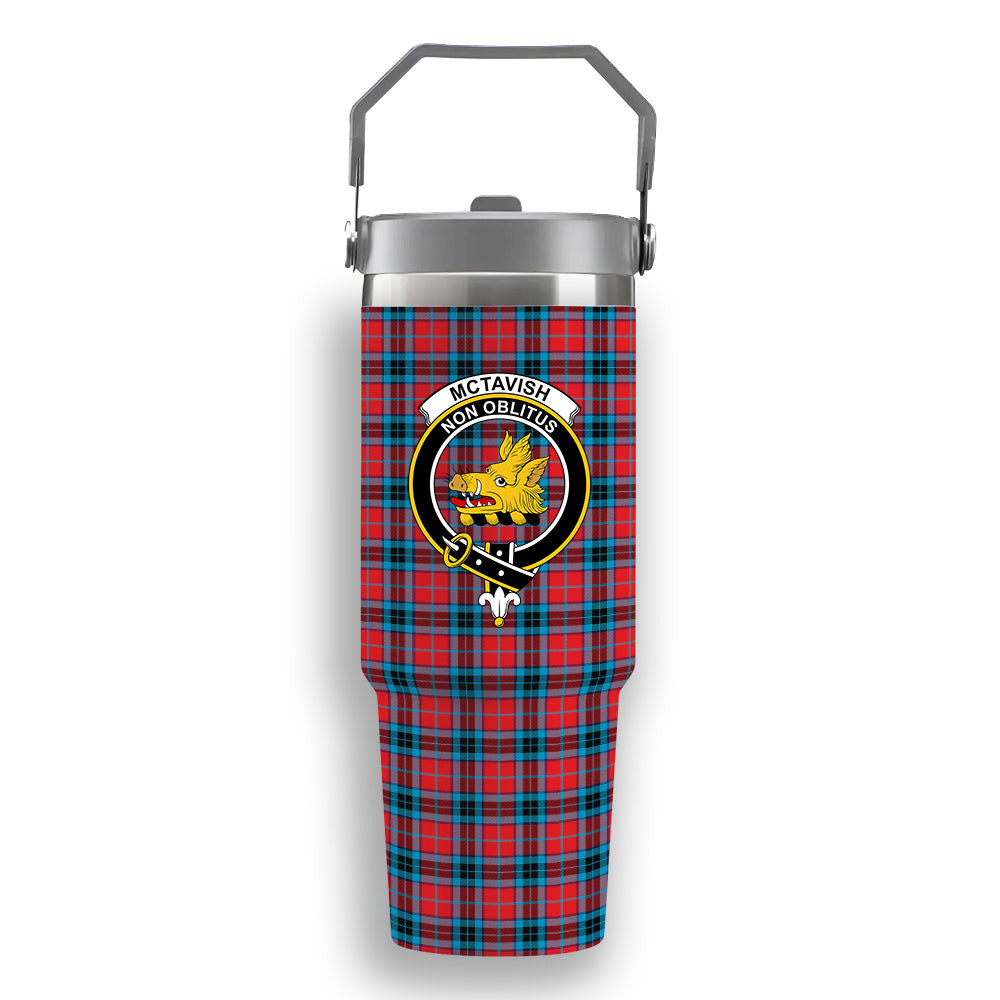 ScotsTee Shop Scottish McTavish Modern Crest Tartan Flip Straw Tumbler 20oz 30oz
