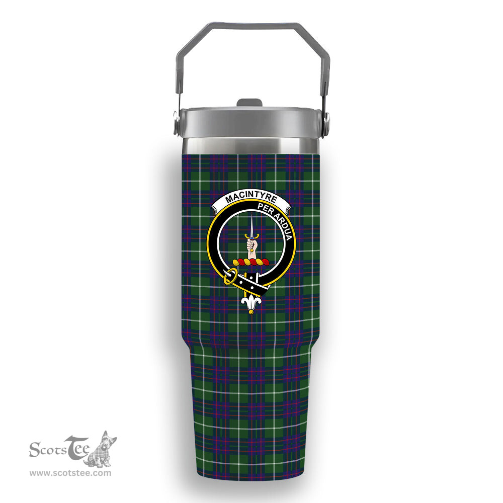 ScotsTee Shop Scottish MacIntyre Hunting Modern Crest Tartan Flip Straw Tumbler 20oz 30oz