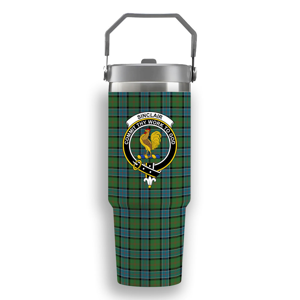 ScotsTee Shop Scottish Sinclair Hunting Ancient Clan Crest Tartan Flip Straw Tumbler 20oz 30oz