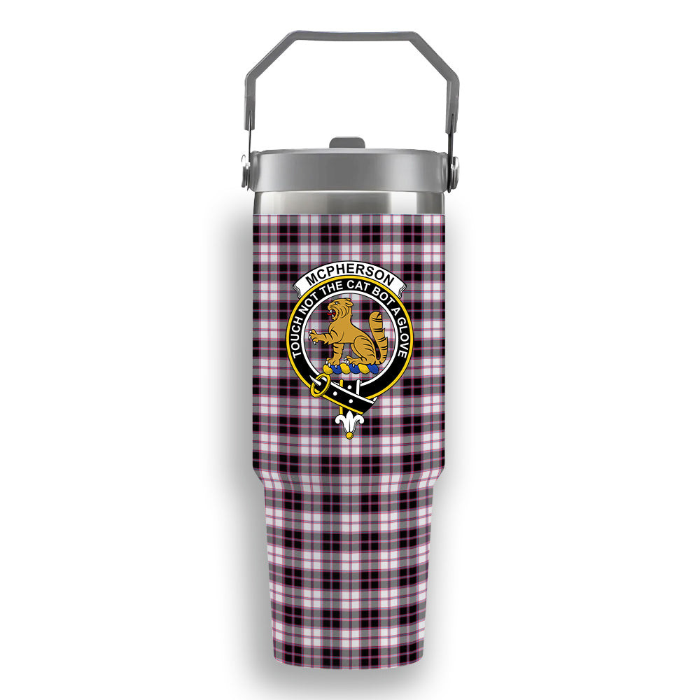 ScotsTee Shop Scottish McPherson Hunting Modern Crest Tartan Flip Straw Tumbler 20oz 30oz