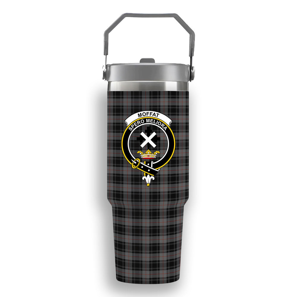 ScotsTee Shop Scottish Moffat 1984 Crest Tartan Flip Straw Tumbler 20oz 30oz