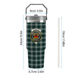 ScotsTee Shop Scottish Johnston Dress Modern Crest Tartan Flip Straw Tumbler 20oz 30oz