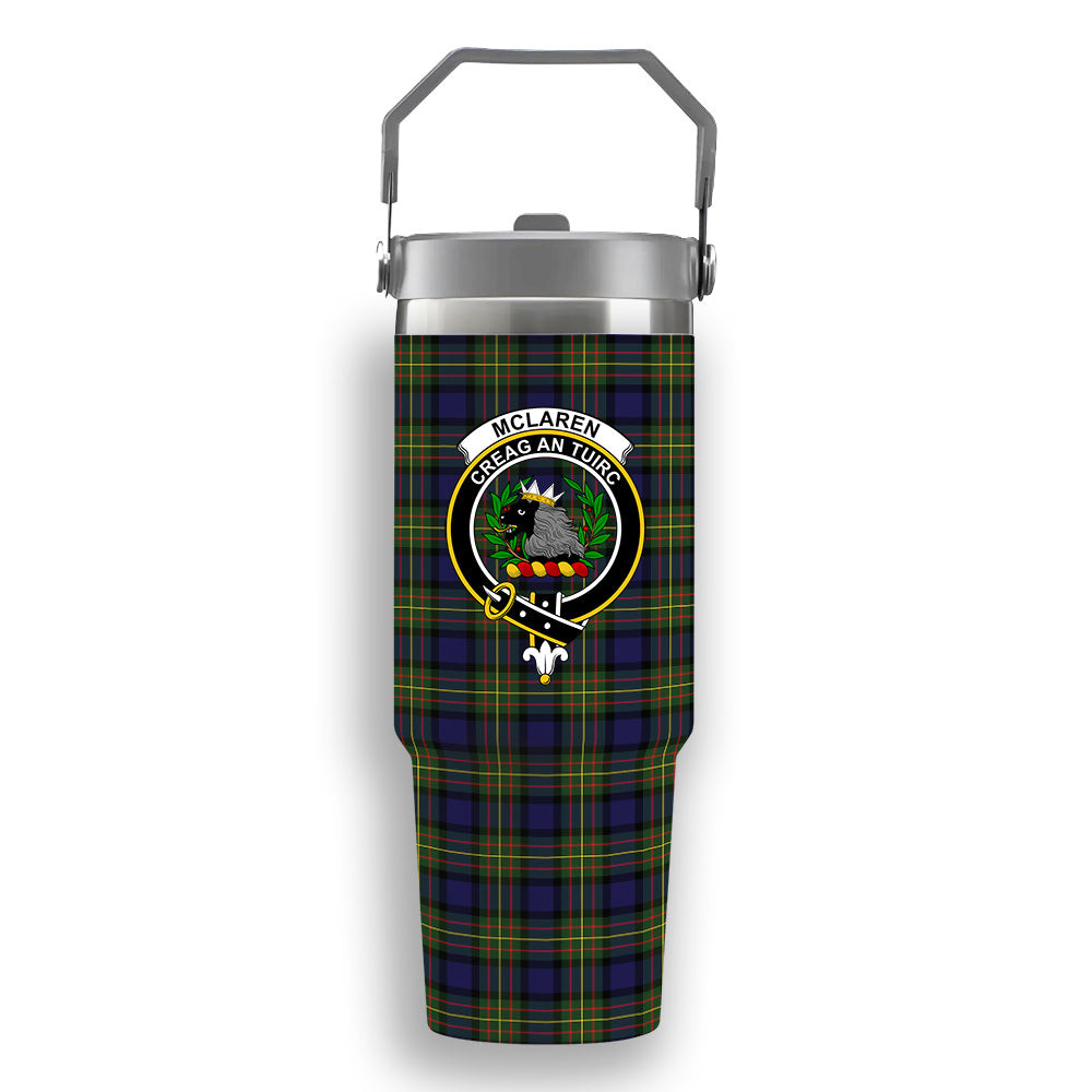 ScotsTee Shop Scottish McLaren Modern Crest Tartan Flip Straw Tumbler 20oz 30oz