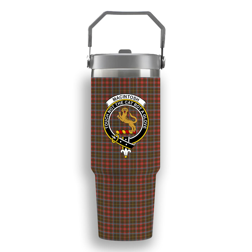 ScotsTee Shop Scottish MacIntosh Hunting Weathered Crest Tartan Flip Straw Tumbler 20oz 30oz