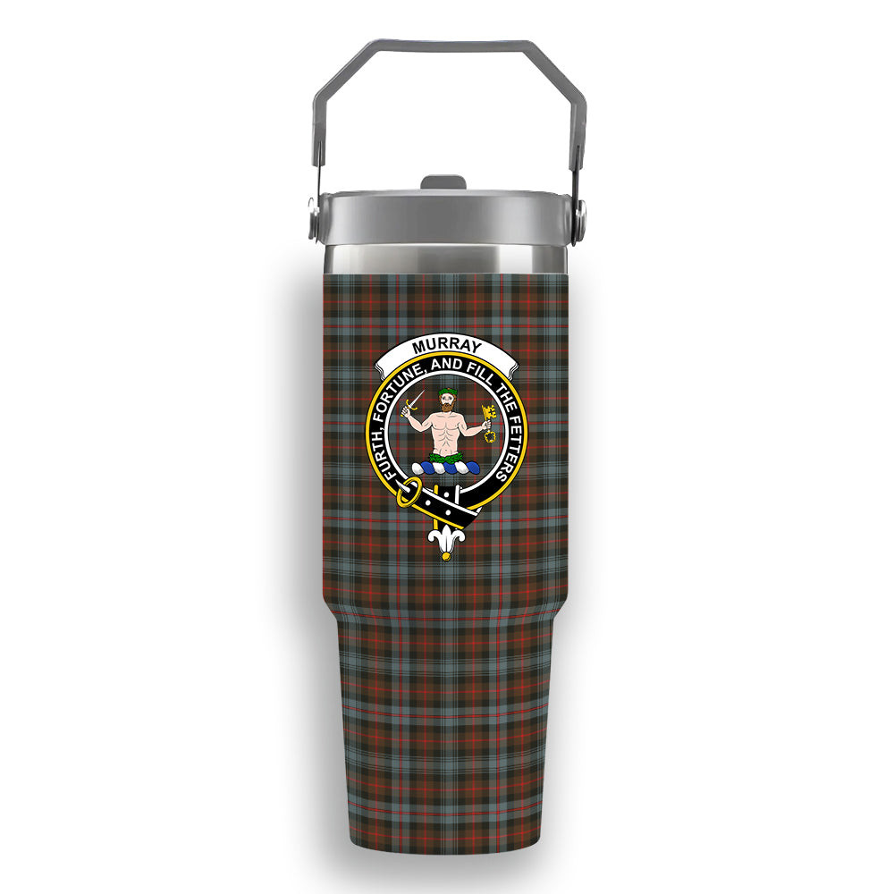ScotsTee Shop Scottish Murray of Atholl Weathered Crest Tartan Flip Straw Tumbler 20oz 30oz