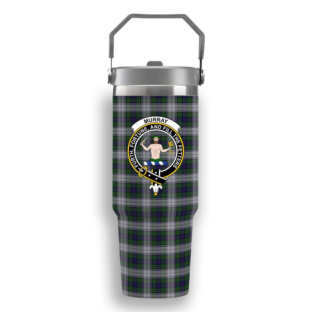 ScotsTee Shop Scottish Murray of Atholl Dress Crest Tartan Flip Straw Tumbler 20oz 30oz