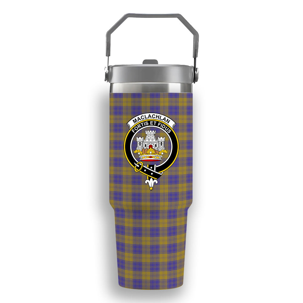 ScotsTee Shop Scottish MacLachlan 5 Crest Tartan Flip Straw Tumbler 20oz 30oz