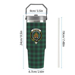 ScotsTee Shop Scottish MacKenzie Dress Modern Crest Tartan Flip Straw Tumbler 20oz 30oz