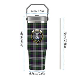 ScotsTee Shop Scottish Malcolm Dress Crest Tartan Flip Straw Tumbler 20oz 30oz