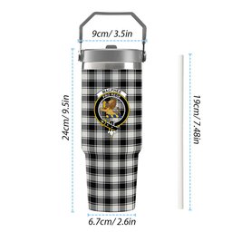 ScotsTee Shop Scottish MacPhee B&W Ancient Crest Tartan Flip Straw Tumbler 20oz 30oz