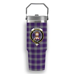 ScotsTee Shop Scottish Menzies Mauve and White Crest Tartan Flip Straw Tumbler 20oz 30oz