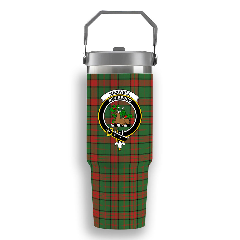 ScotsTee Shop Scottish Maxwell Hunting Ancient Crest Tartan Flip Straw Tumbler 20oz 30oz