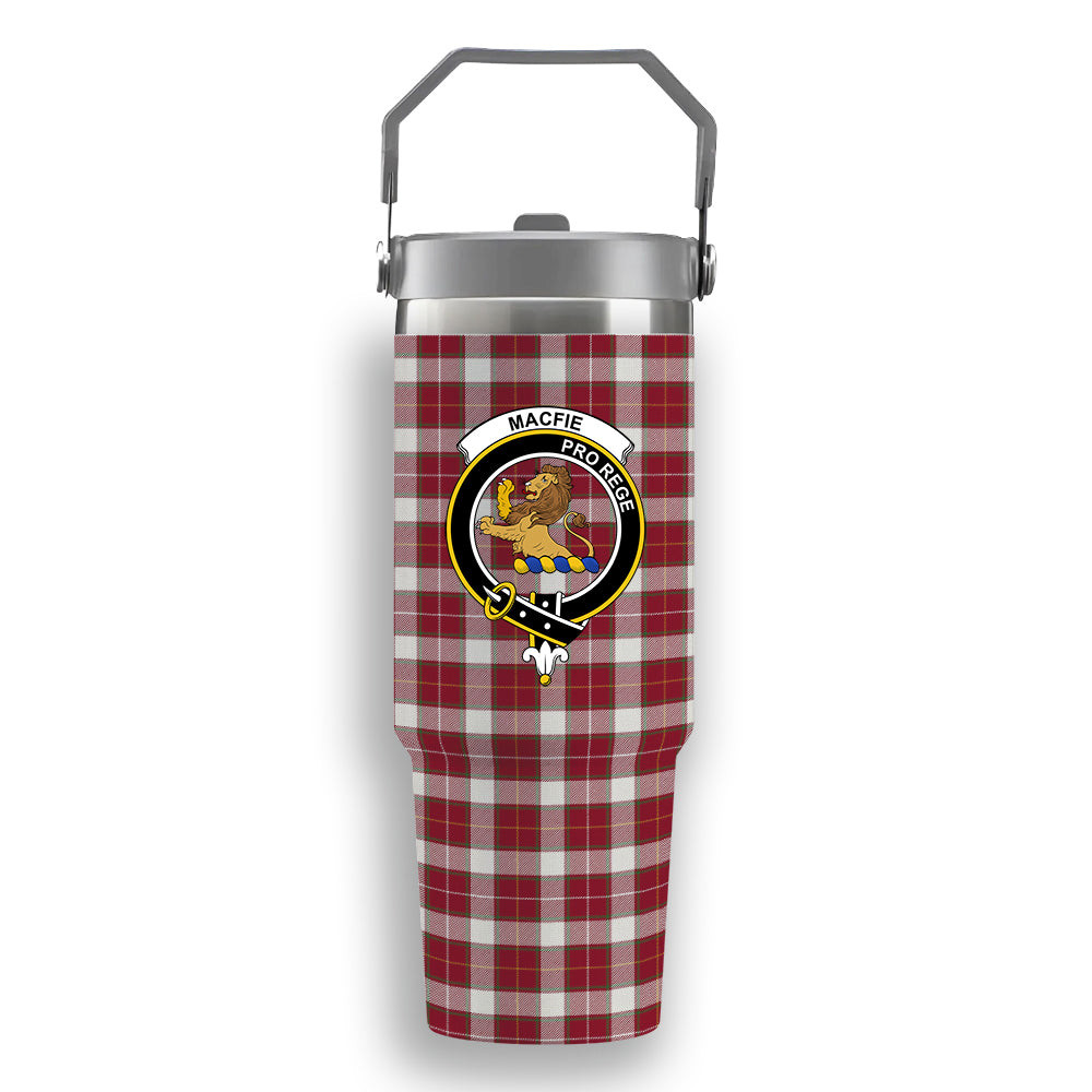 ScotsTee Shop Scottish MacFie Dress Modern Crest Tartan Flip Straw Tumbler 20oz 30oz