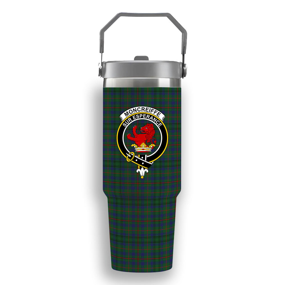 ScotsTee Shop Scottish Moncreiffe of Atholl Crest Tartan Flip Straw Tumbler 20oz 30oz