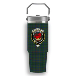 ScotsTee Shop Scottish Moncreiffe of Atholl Crest Tartan Flip Straw Tumbler 20oz 30oz