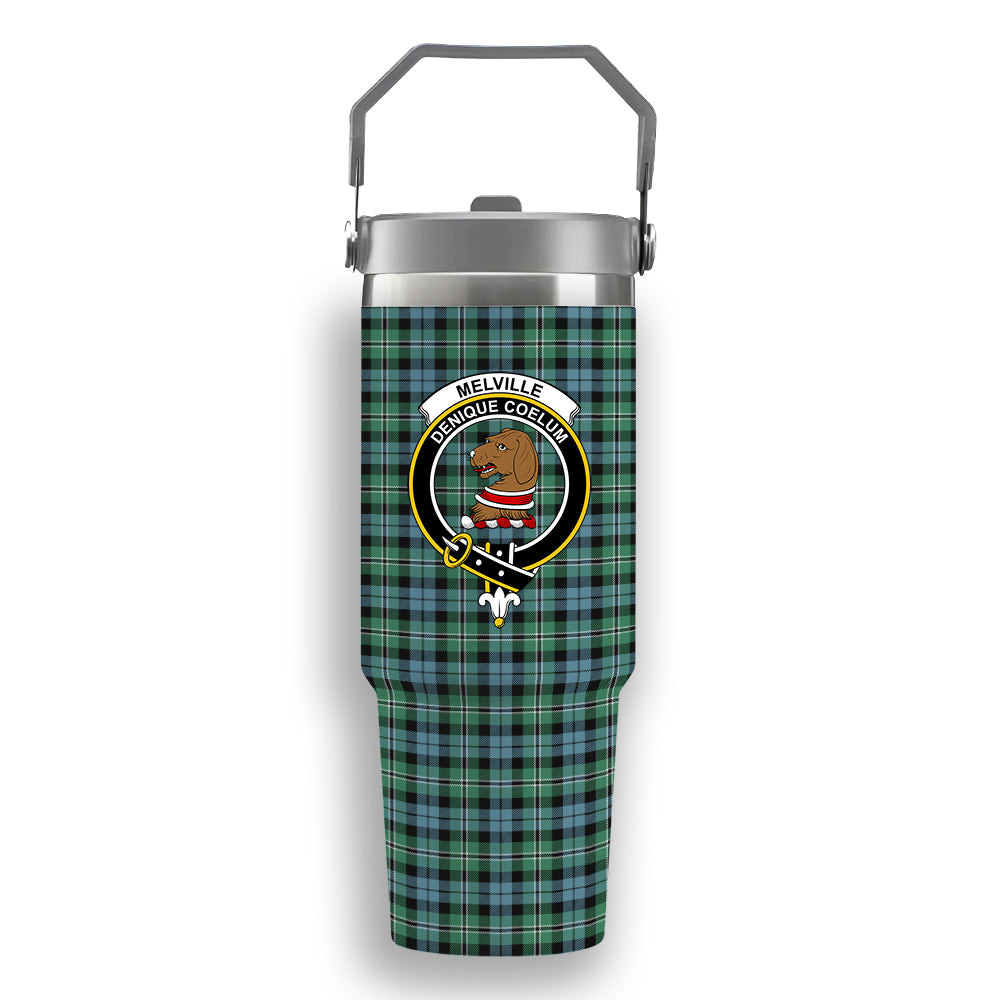 ScotsTee Shop Scottish Melville SC Crest Tartan Flip Straw Tumbler 20oz 30oz