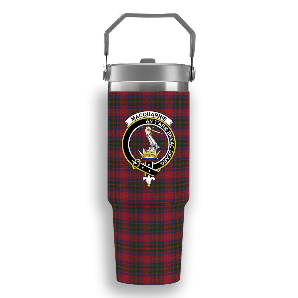 ScotsTee Shop Scottish MacQuarrie 5 Crest Tartan Flip Straw Tumbler 20oz 30oz