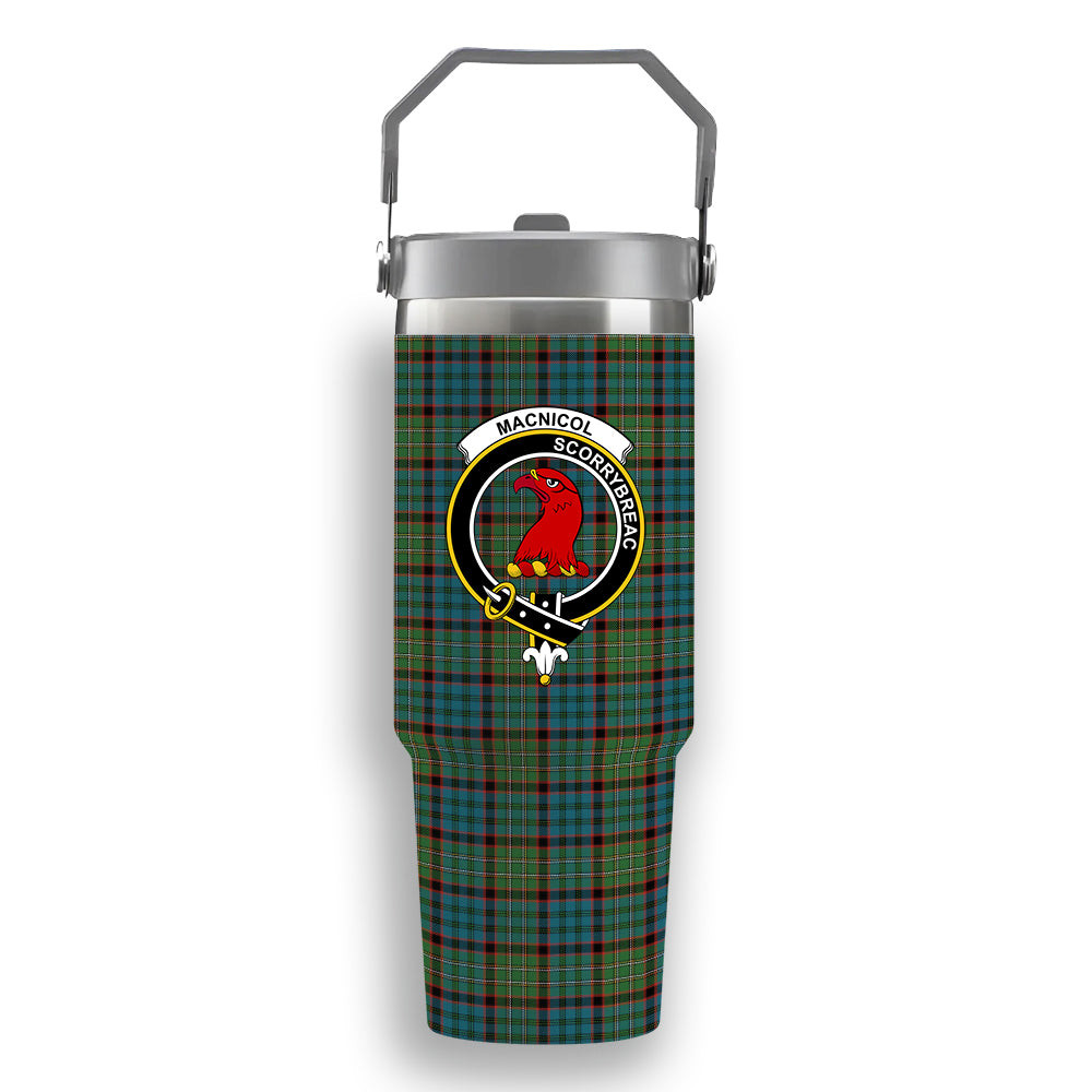 ScotsTee Shop Scottish MacNicol Hunting Ancient Crest Tartan Flip Straw Tumbler 20oz 30oz