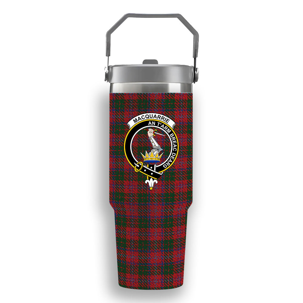 ScotsTee Shop Scottish MacQuarrie 4 Crest Tartan Flip Straw Tumbler 20oz 30oz