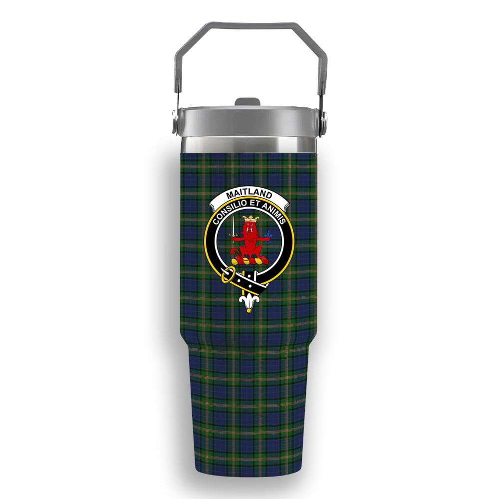 ScotsTee Shop Scottish Maitland Chief Crest Tartan Flip Straw Tumbler 20oz 30oz